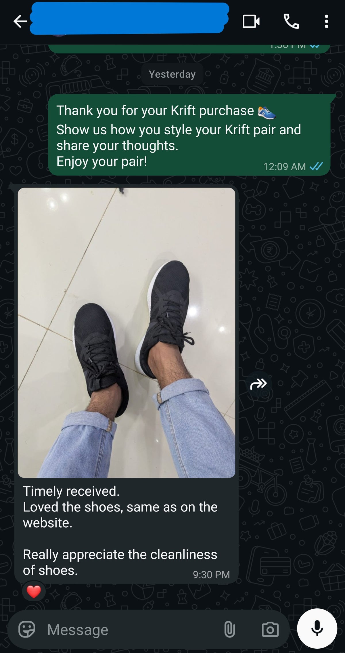 WhatsApp review screenshot